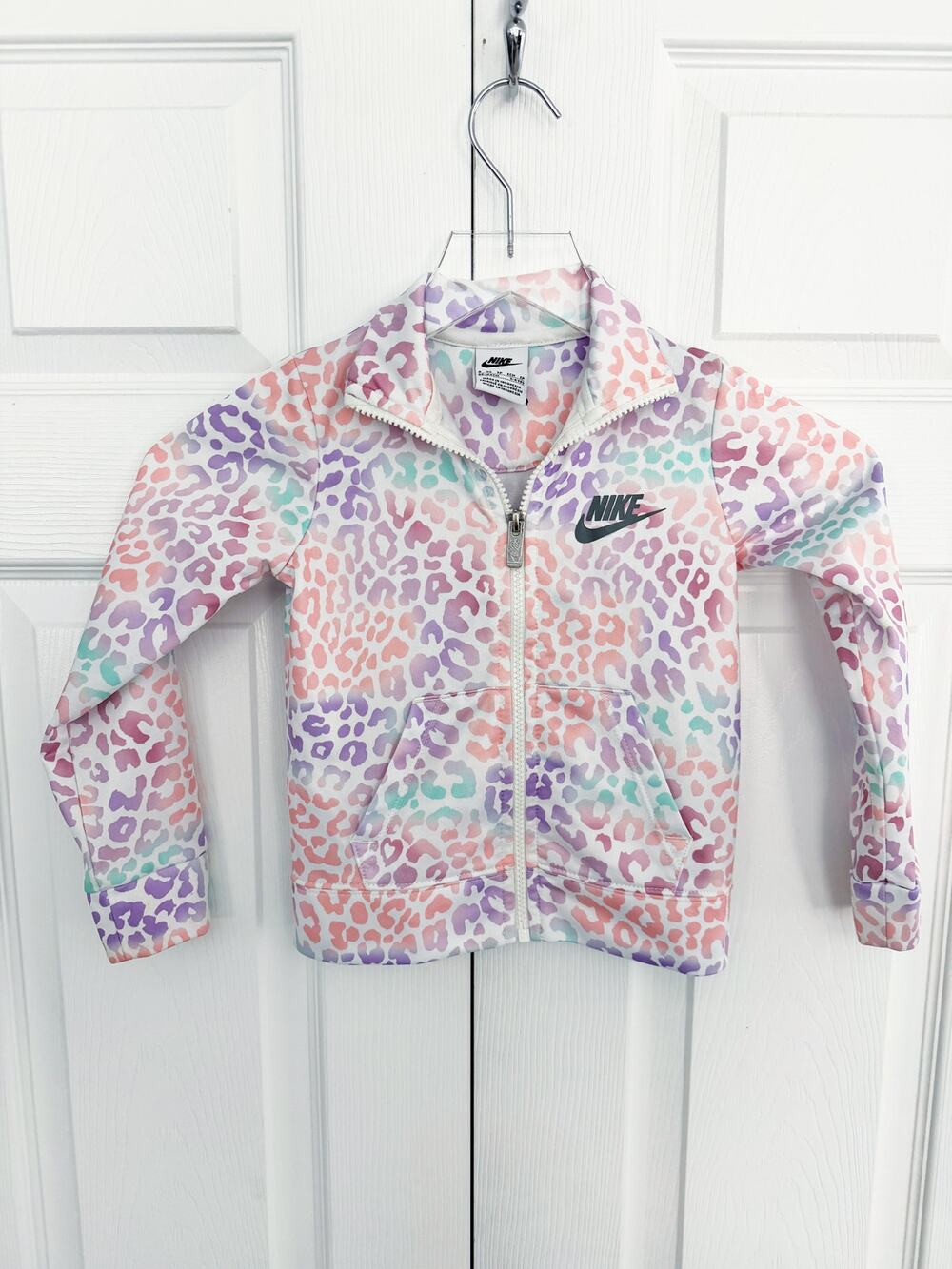 Nike Spot On Tricot Pastel Leopard Print Zip Up Jacket Girls 3-4Y Y2K